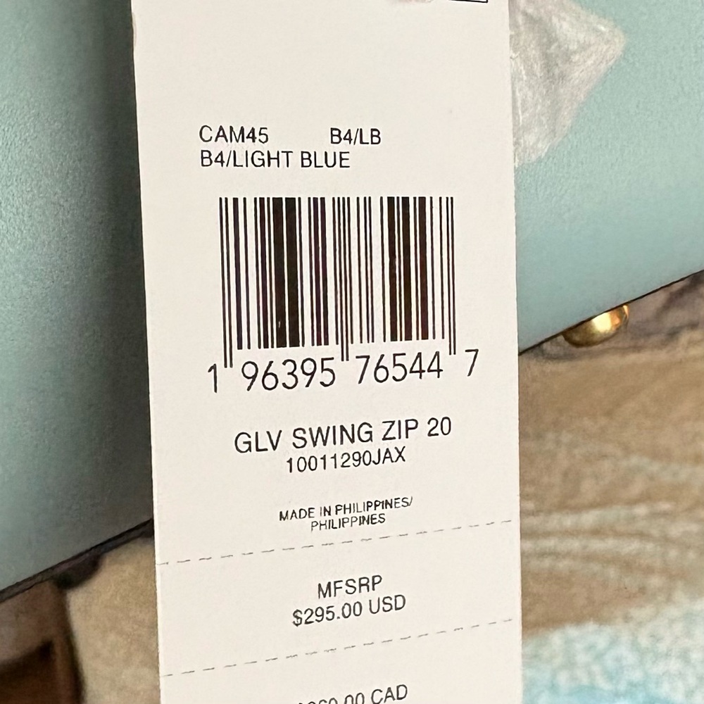 Coach Swing Zip 20 Light Blue Leather Bag Glovetanned - Picture 3 of 7